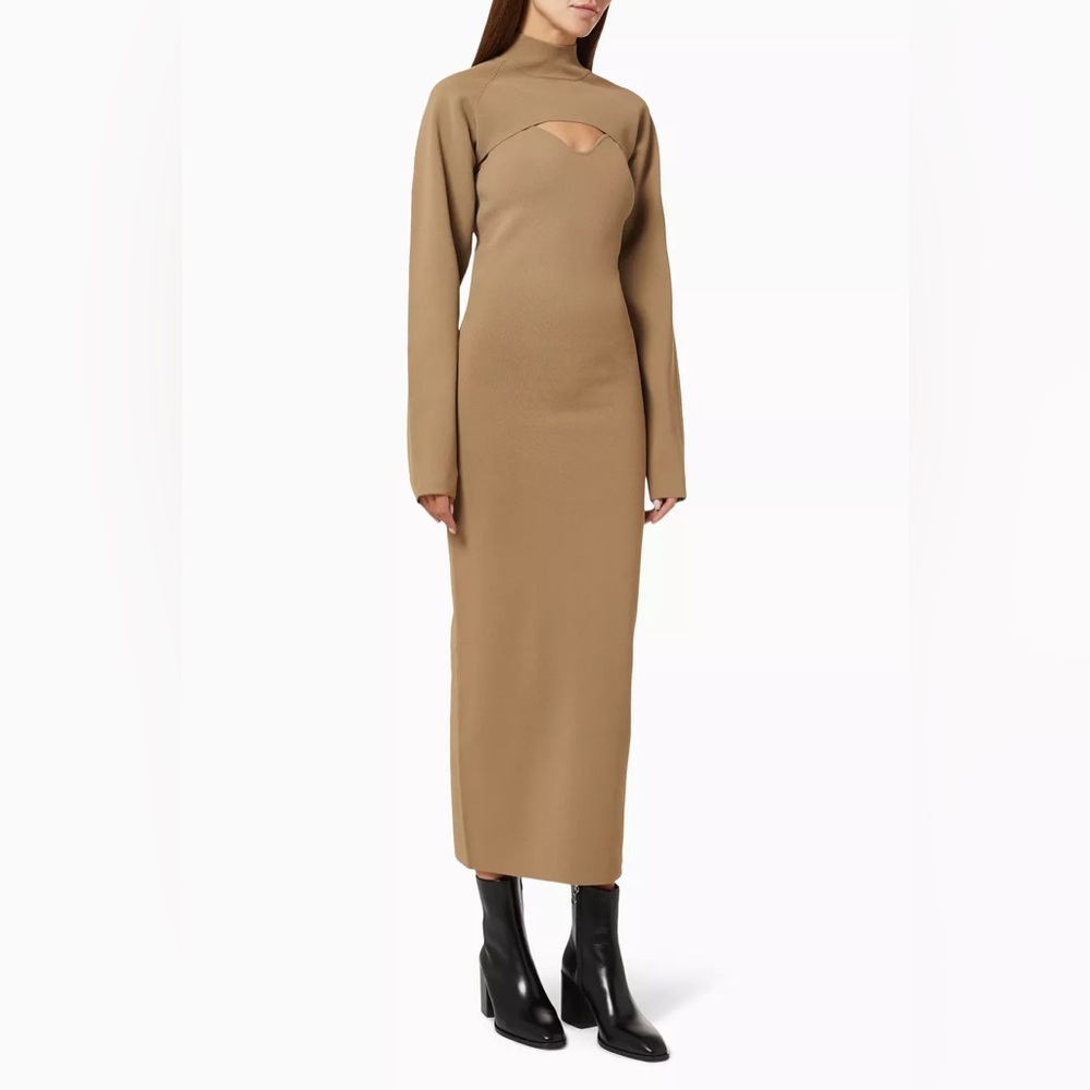Nanushka Noa Knit Bolero & Dress in Khaki